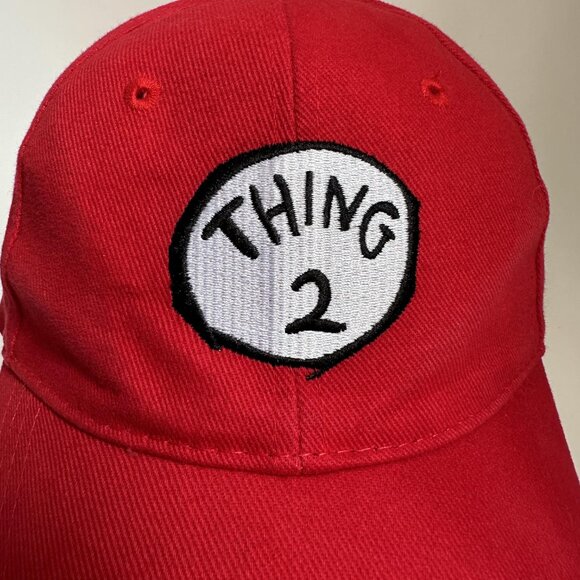 Thing 2 Baseball Hat Universal Studios Adjustable Strap Back 100% Cotton Cap Red - Picture 2 of 12